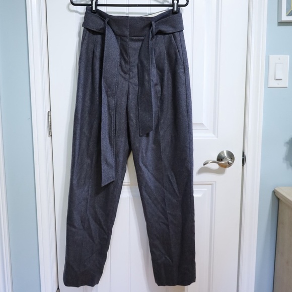 Aritzia Wilfred Gia Tie-Front Pants in Heathered Grey Womens Size 4 - Picture 2 of 12